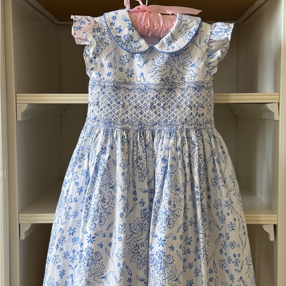 ANAVINI Other - Classic Blue Bunny Toile Floral Smocked Dress